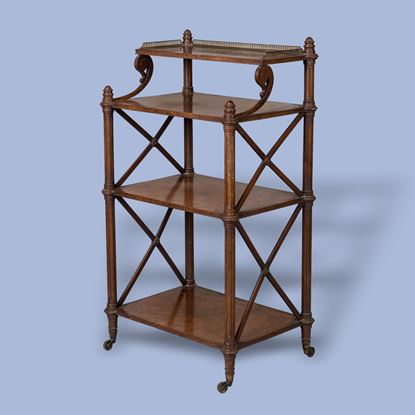 A Superb Walnut Three-Tier Whatnot Attributed to Gillows